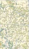 Pahorkatinu mezi střední Sázavou a Lužnicí dnes kryje mozaika menších lesních celků tvořených převážně smrkovými (světle zelená), méně borovými monokulturami (tmavě zelená), pod nimiž zanikla původní lesní malakofauna. Upraveno podle Lesnického a mysliveckého atlasu (Ústřední správa geodézie a kartografie, Praha 1955)