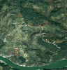 Okolí obce Svatá Helena v rumunském Banátu s vyznačením jednotlivých studovaných úhorů (ortofoto). Barevně jsou rozlišeny vegetační typy. Blíže v textu. Podle: A. Veselý (2016)