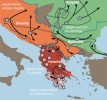 Mapa Balkánského poloostrova se současným rozšířením slepýšů rodu Anguis podle analýzy mitochondriální DNA a pozice jejich pravděpodobných pleistocenních mikrorefugií. Upraveno podle: D. Jablonski a kol. (2016),  orig. M. Chumchalová