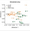 	Analýza vícerozměrného škálování (jedna ze statistických metod založených na redukci vícerozměrného  prostoru) párových genetických vzdáleností 38 afrických populací; zátěžový faktor 0,071 (vyjadřuje míru nepřesnosti redukce vícerozměrného prostoru – čím je bližší nule, tím je nepřesnost menší). V grafu je zvýrazněna geografická lokalizace zkoumaných populací. Originál V. Černý