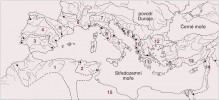 Ichtyogeografické oblasti v okolí  Středozemního moře – významná centra endemismu ryb (blíže v textu). Upraveno podle: P. G. Bianco (1990)