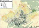 Pokrytí daty z archeologické databáze Botanického ústavu Akademie věd ČR  na Moravě a ve Slezsku. Orig. J. Kolář