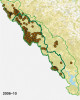 Mezi roky 2006 a 2010 proběhlo rozsáhlé mapování. Vedle centrální a severo­západní části pohoří byl tetřev pravidelně pozorován na Trojmezné a Smrčině,  včetně úspěšného hnízdění. Od r. 2008 je ojediněle registrován také v ptačí oblasti Boletice. Všechny mapy upraveny podle dat NDOP AOPK 2021 a NP Šumava, podklad ČÚZK. Orig. A. Vondrka