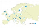Výskyt mutací zodpovědných za laktázovou perzistenci a přibližná frekvence ve vybraných částech Evropy. Mapa byla sestavena na základě publikovaných údajů a dat zjištěných v Laboratoři archeogenetiky  Archeologického ústavu AV ČR, v. v. i.