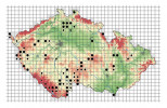 Rozšíření lovčíka vodního (Dolomedes fimbriatus) v České republice. Prázdné body – nálezy do r. 1960, malé značí nálezy z let 1961–80, střední 1981–2010, velké pak po r. 2010. Data převzata z databází České arachnologické společnosti, Agentury ochrany přírody a krajiny ČR (NDOP) a BioLib. Čeští lovčíci rodu Dolomedes jsou od sebe špatně odlišitelní, nelze tedy vyloučit, že některé z prezentovaných nálezů představují druhý druh. Orig. H. Rothová a M. Řezáč