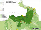 Změny v přítomnosti druhů Červeného seznamu cévnatých rostlin ČR  na loukách chráněné krajinné oblasti a národního parku. Blíže v textu. Orig. M. Adámek, P. Petřík a P. Jiras