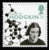 Ukázka z obálky prvního dne vydání (FDC). D. M. Hodgkinová, která potvrdila pomocí rentgenové krystalo­grafie strukturu penicilinu. Velká Británie 1996. Snímek z archivu A. Novákové