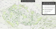 Vizualizace tematických dat získávaných prostřednictvím aplikace BioLog – bílá místa biodiverzity. Orig. Agentura ochrany přírody a krajiny ČR