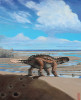 Jihoamerický obrněný ptakopánvý dinosaurus Stegouros disponoval unikátní ocasní zbraní připomínající macuahuitl, tradiční zbraň používanou mezoamerickými civilizacemi. Orig. L. E. P. López (výřez). Obr. převzat z Wikimedia Commons, v souladu s podmínkami použití (https://commons.wikimedia.org/wiki/File:Stegouros_elengassen_original_Luis_P%C3%A9rez_L%C3%B3pez.jpg)