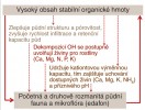 Vztah mezi kvalitou organické hmoty (OH), půdními organismy a jejich vlivem na kvalitu a vodní retenční kapacitu půdy. Orig. H. Šantrůčková