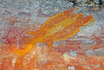 Skalní malba dlouhokrčky v národním parku Kakadu. Foto P. Šrámek