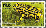 Kriticky ohrožená paropucha  corroboree (Pseudophryne corroboree)  na poštovní známce