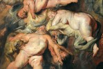 Detail obrazu Pád hříšníků do pekla od vlámského barokního malíře  Petra Pavla Rubense z r. 1620.  Alte Pinakothek Mnichov