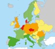 Jaká je situace hmyzu v České republice ve srovnání se zbytkem Evropy? Rozumná data máme pouze pro denní motýly. Porovnání míry jejich ohroženosti na základě nejnovějších národních  červených seznamů ukazuje, že u nás jsou na tom motýli podobně jako  v Belgii, Nizozemsku a Dánsku – tedy v malých rovinatých státech s intenzivně využívanou krajinou. ČR se trendu vymyká velikostí i pozicí. Směrem na jih a východ se totiž situace motýlů zlepšuje. Vymykáme se také efektivitou zemědělství, která je nižší než v zemích  severozápadu Evropy. A nejde o náhodu,  data o ptácích ukazují prakticky totéž,  tedy že naše zemědělství má větší dopad na přírodu, než by odpovídalo jeho  efektivitě. Míra ohroženosti roste  od tmavě zelené, přes světle zelenou, žlutou a oranžovou k červené. Upraveno podle: D. Maes a kol. (2019)