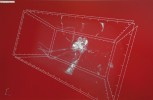 3D zobrazení pakomára (Chironomidae) z baltského jantaru na monitoru  mikrotomografického přístroje SkyScan 1272 specifickým softwarem s maximální intenzitou projekce