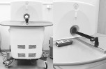 Pozitronový emisní tomograf  microPET používaný na pracovišti katedry ekochemie a radioekologie Fakulty přírod­ních věd Univerzity sv. Cyrila a Metoděje v Trnavě (obr. vlevo). Detekční tunel s lůžkem detektoru microPET tomografu (vpravo). Foto V. Adamcová
