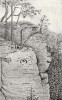 Typická hnízdní lokalita v pískovcových stěnách, zvaná skalní pec,  v tomto případě poblíž obce Dobříň  na Litoměřicku. K. Loos (1906)