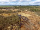 Pohled z dronu na severní  centrální část křemelinového štítu  se slanisky a rákosinami  (11. dubna 2017). Foto V. Řežábek