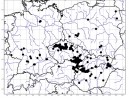 Mapa rozšíření středoevropského druhu kamyšníku polního (B. planiculus). Orig. M. Ducháček, Z. Hroudová a P. Zákravský