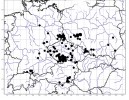 Mapa rozšíření středoevropského druhu kamyšníku vrcholičnatého (B. yagara). Orig. M. Ducháček, Z. Hroudová a P. Zákravský